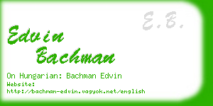 edvin bachman business card